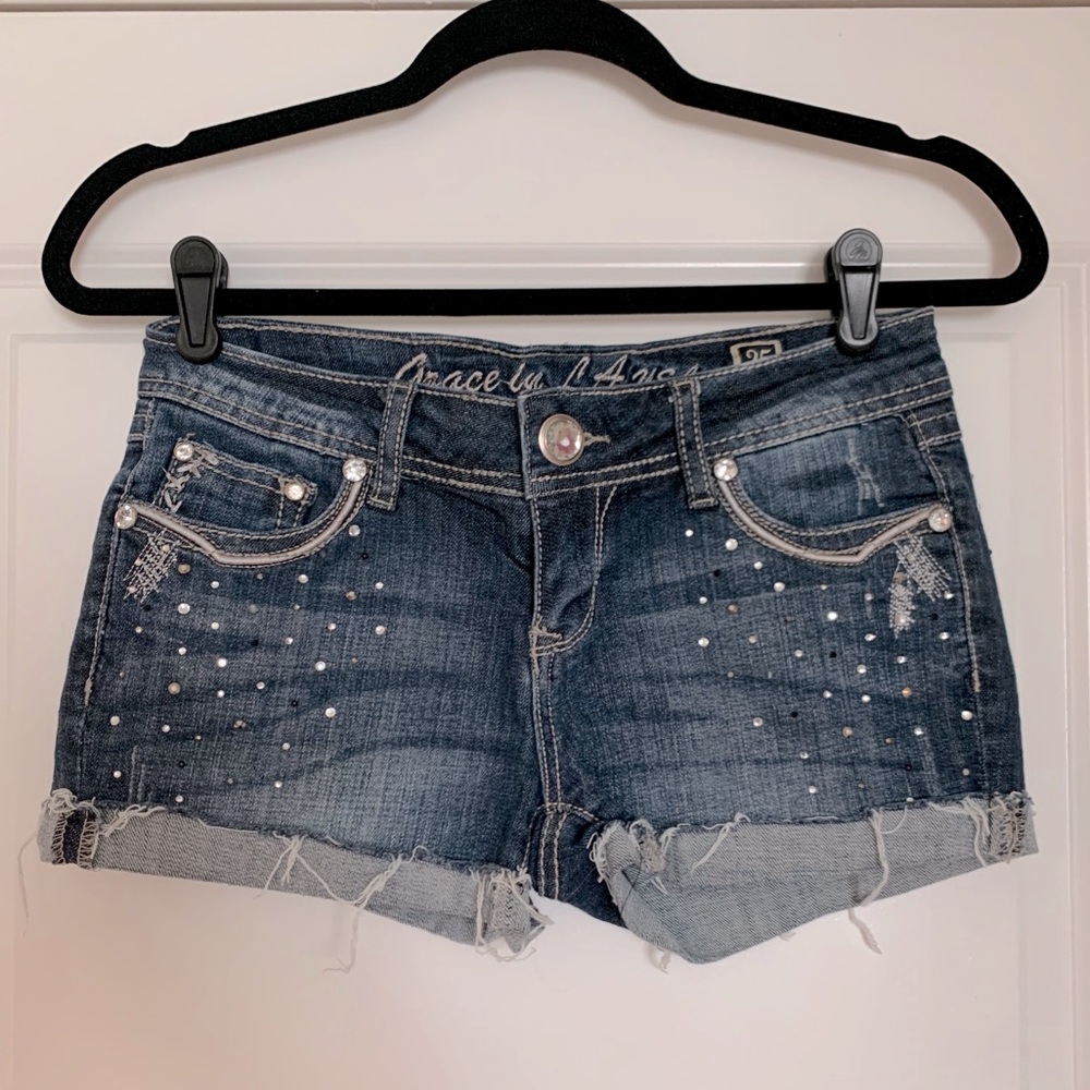 GRACE Rhinestone Denim Shorts